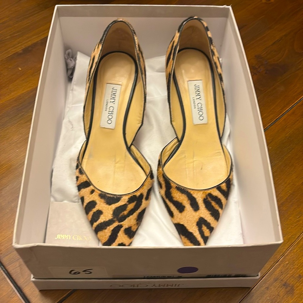 Jimmy Choo Darylin Snow Leopard Kitten Heels